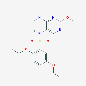 molecular formula C17H24N4O5S B2841526 N1-(苯并[d][1,3]二氧杂环戊烷-5-基甲基)-N2-(3-羟基-4,4-二甲基戊基)草酰胺 CAS No. 1797293-13-0
