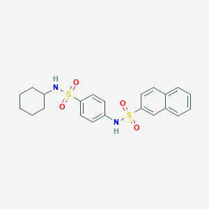 molecular formula C22H24N2O4S2 B284153 N-{4-[(cyclohexylamino)sulfonyl]phenyl}-2-naphthalenesulfonamide 