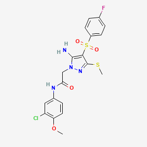 2-(5-amino-4-((4-fluorophenyl)sulfonyl)-3-(methylthio)-1H-pyrazol-1-yl)-N-(3-chloro-4-methoxyphenyl)acetamide