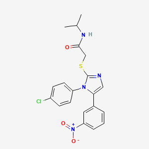 molecular formula C20H19ClN4O3S B2841553 2-((1-(4-chlorophenyl)-5-(3-nitrophenyl)-1H-imidazol-2-yl)thio)-N-isopropylacetamide CAS No. 1226433-32-4