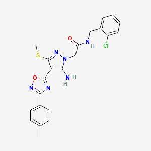 2-[5-amino-4-[3-(4-methylphenyl)-1,2,4-oxadiazol-5-yl]-3-(methylthio)-1H-pyrazol-1-yl]-N-(2-chlorobenzyl)acetamide