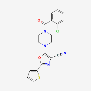 molecular formula C19H15ClN4O2S B2841560 5-(4-(2-Chlorobenzoyl)piperazin-1-yl)-2-(thiophen-2-yl)oxazole-4-carbonitrile CAS No. 903869-29-4
