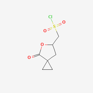 molecular formula C7H9ClO4S B2841567 (4-氧代-5-氧代杂螺[2.4]庚烷-6-基)甲磺酰氯 CAS No. 1936003-12-1