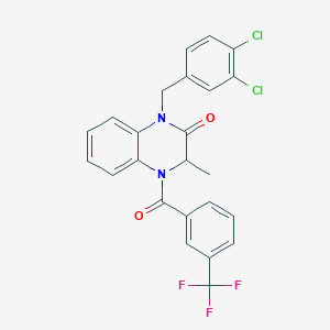 molecular formula C24H17Cl2F3N2O2 B2841568 1-[(3,4-二氯苯基)甲基]-3-甲基-4-[3-(三氟甲基)苯甲酰]-3H-喹喑-2-酮 CAS No. 317822-40-5