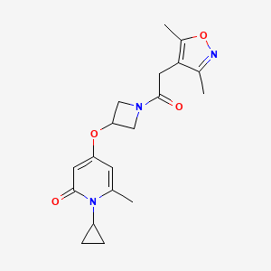 molecular formula C19H23N3O4 B2841587 1-环丙基-4-((1-(2-(3,5-二甲基异噁唑-4-基)乙酰)吖啶-3-基)氧)-6-甲基吡啶-2(1H)-酮 CAS No. 2034312-03-1