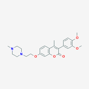 molecular formula C25H30N2O5 B2841590 3-(3,4-dimethoxyphenyl)-4-methyl-7-(2-(4-methylpiperazin-1-yl)ethoxy)-2H-chromen-2-one CAS No. 903851-63-8