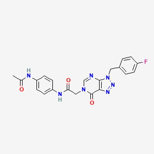molecular formula C21H18FN7O3 B2841597 N-(4-acetamidophenyl)-2-(3-(4-fluorobenzyl)-7-oxo-3H-[1,2,3]triazolo[4,5-d]pyrimidin-6(7H)-yl)acetamide CAS No. 847382-63-2