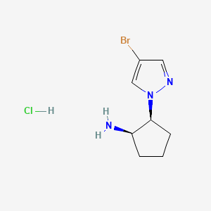 molecular formula C8H13BrClN3 B2841607 (1R,2S)-2-(4-溴吡唑-1-基)环戊烷-1-胺;盐酸盐 CAS No. 2137578-36-8