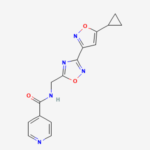 molecular formula C15H13N5O3 B2841608 N-((3-(5-cyclopropylisoxazol-3-yl)-1,2,4-oxadiazol-5-yl)methyl)isonicotinamide CAS No. 1902980-03-3