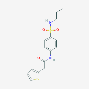 molecular formula C15H18N2O3S2 B284161 N-{4-[(propylamino)sulfonyl]phenyl}-2-(2-thienyl)acetamide 