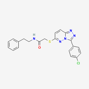 molecular formula C21H18ClN5OS B2841627 2-((3-(4-chlorophenyl)-[1,2,4]triazolo[4,3-b]pyridazin-6-yl)thio)-N-phenethylacetamide CAS No. 852373-45-6