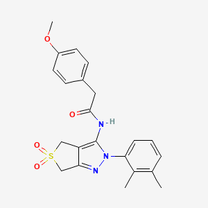 molecular formula C22H23N3O4S B2841630 N-[2-(2,3-dimethylphenyl)-5,5-dioxido-2,6-dihydro-4H-thieno[3,4-c]pyrazol-3-yl]-2-(4-methoxyphenyl)acetamide CAS No. 450339-07-8