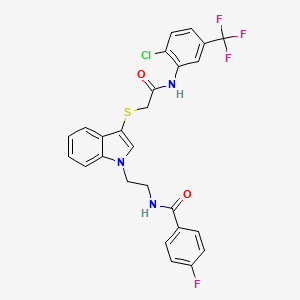 N-[2-[3-[2-[2-chloro-5-(trifluoromethyl)anilino]-2-oxoethyl]sulfanylindol-1-yl]ethyl]-4-fluorobenzamide
