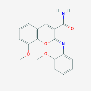 molecular formula C19H18N2O4 B2841641 (2Z)-8-ethoxy-2-[(2-methoxyphenyl)imino]-2H-chromene-3-carboxamide CAS No. 328077-37-8