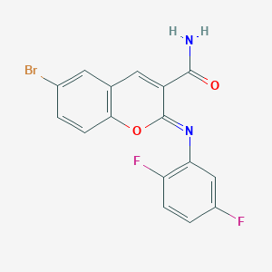 (2Z)-6-bromo-2-[(2,5-difluorophenyl)imino]-2H-chromene-3-carboxamide