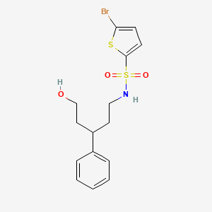 molecular formula C15H18BrNO3S2 B2841676 5-bromo-N-(5-hydroxy-3-phenylpentyl)thiophene-2-sulfonamide CAS No. 1795484-09-1