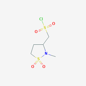 molecular formula C5H10ClNO4S2 B2841677 (2-Methyl-1,1-dioxidoisothiazolidin-3-yl)methanesulfonyl chloride CAS No. 2137982-07-9