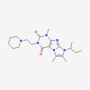 molecular formula C21H32N6O2 B2841686 1,6,7-Trimethyl-8-(methylpropyl)-3-(2-piperidylethyl)-1,3,5-trihydro-4-imidazo lino[1,2-h]purine-2,4-dione CAS No. 919012-28-5