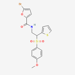 molecular formula C18H16BrNO5S2 B2841692 5-溴-N-[2-[(4-甲氧基苯基)磺酰基]-2-(2-噻吩基)乙基]-2-呋酰胺 CAS No. 946242-50-8