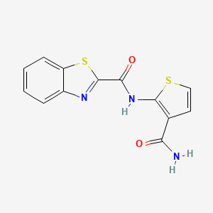 molecular formula C13H9N3O2S2 B2841694 N-(3-氨基甲酰硫苯-2-基)-1,3-苯并噻唑-2-羧酰胺 CAS No. 864940-73-8