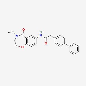2-([1,1'-biphenyl]-4-yl)-N-(4-ethyl-5-oxo-2,3,4,5-tetrahydrobenzo[f][1,4]oxazepin-7-yl)acetamide