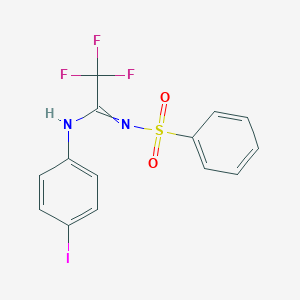 molecular formula C14H10F3IN2O2S B284170 N'-(benzenesulfonyl)-2,2,2-trifluoro-N-(4-iodophenyl)ethanimidamide 