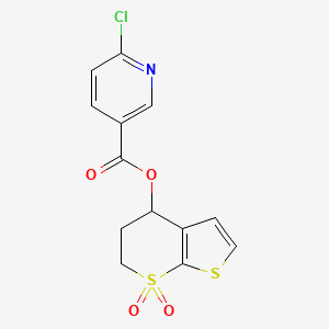 molecular formula C13H10ClNO4S2 B2841702 (7,7-二氧-5,6-二氢-4H-噻吩并[2,3-b]噻吩-4-基)6-氯吡啶-3-羧酸酯 CAS No. 343373-82-0