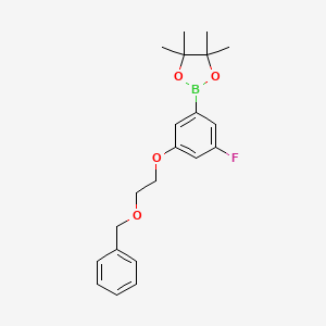 molecular formula C21H26BFO4 B2841709 3-[2-(苄氧基)乙氧基]-5-氟苯硼酸匹那醇酯 CAS No. 2246850-90-6