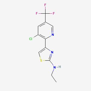 molecular formula C11H9ClF3N3S B2841718 4-[3-chloro-5-(trifluoromethyl)pyridin-2-yl]-N-ethyl-1,3-thiazol-2-amine CAS No. 2059277-64-2