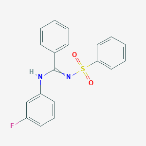 molecular formula C19H15FN2O2S B284172 N'-(benzenesulfonyl)-N-(3-fluorophenyl)benzenecarboximidamide 