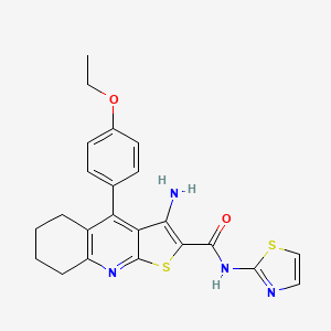 molecular formula C23H22N4O2S2 B2841723 3-amino-4-(4-ethoxyphenyl)-N-(1,3-thiazol-2-yl)-5,6,7,8-tetrahydrothieno[2,3-b]quinoline-2-carboxamide CAS No. 578748-60-4