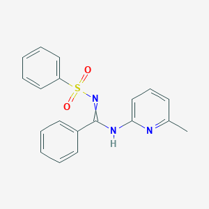 molecular formula C19H17N3O2S B284174 N-(benzenesulfonyl)-N'-(6-methylpyridin-2-yl)benzenecarboximidamide 