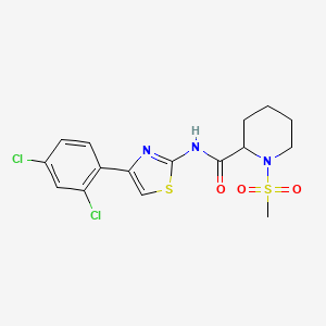 molecular formula C16H17Cl2N3O3S2 B2841741 N-(4-(2,4-二氯苯基)噻唑-2-基)-1-(甲磺酰基)哌啶-2-甲酸酰胺 CAS No. 1214091-17-4