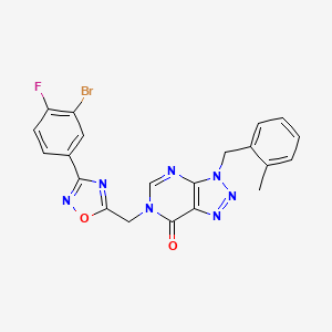 molecular formula C21H15BrFN7O2 B2841745 6-((3-(3-溴-4-氟苯基)-1,2,4-噁二唑-5-基)甲基)-3-(2-甲基苯基甲基)-3H-[1,2,3]三唑并[4,5-d]嘧啶-7(6H)-酮 CAS No. 1207057-87-1