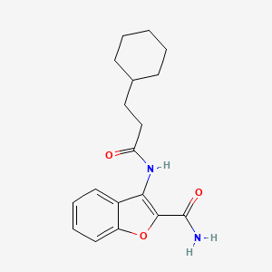 molecular formula C18H22N2O3 B2841747 3-(3-环己基丙酰氨基)苯并呋喃-2-甲酰胺 CAS No. 898372-71-9