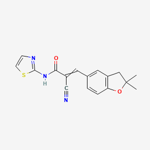 molecular formula C17H15N3O2S B2841753 2-氰基-3-(2,2-二甲基-2,3-二氢-1-苯并呋喃-5-基)-N-(1,3-噻唑-2-基)丙-2-烯酰胺 CAS No. 1428122-09-1