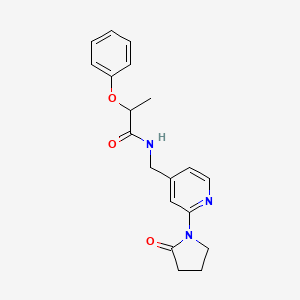 molecular formula C19H21N3O3 B2841757 N-((2-(2-oxopyrrolidin-1-yl)pyridin-4-yl)methyl)-2-phenoxypropanamide CAS No. 2034465-47-7
