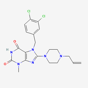 molecular formula C20H22Cl2N6O2 B2841759 7-[(3,4-Dichlorophenyl)methyl]-3-methyl-8-(4-prop-2-enylpiperazin-1-yl)purine-2,6-dione CAS No. 887030-37-7