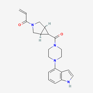 molecular formula C21H24N4O2 B2841764 1-[(1S,5R)-6-[4-(1H-Indol-4-yl)piperazine-1-carbonyl]-3-azabicyclo[3.1.0]hexan-3-yl]prop-2-en-1-one CAS No. 2248528-43-8