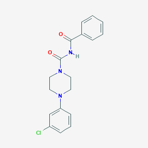 molecular formula C18H18ClN3O2 B284177 N-benzoyl-4-(3-chlorophenyl)-1-piperazinecarboxamide 
