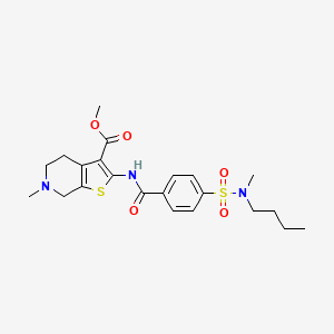 molecular formula C22H29N3O5S2 B2841777 Methyl 2-[(4-{[butyl(methyl)amino]sulfonyl}benzoyl)amino]-6-methyl-4,5,6,7-tetrahydrothieno[2,3-c]pyridine-3-carboxylate CAS No. 681175-26-8