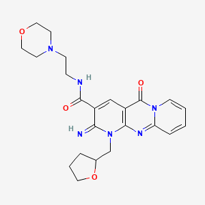 molecular formula C23H28N6O4 B2841779 2-imino-N-(2-morpholinoethyl)-5-oxo-1-((tetrahydrofuran-2-yl)methyl)-2,5-dihydro-1H-dipyrido[1,2-a:2',3'-d]pyrimidine-3-carboxamide CAS No. 618383-61-2