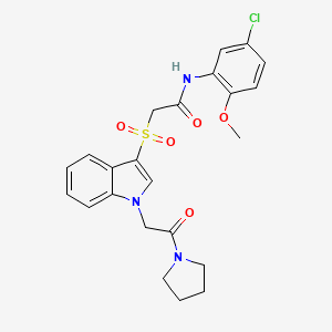 N-(5-chloro-2-methoxyphenyl)-2-((1-(2-oxo-2-(pyrrolidin-1-yl)ethyl)-1H-indol-3-yl)sulfonyl)acetamide