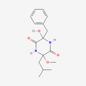 molecular formula C16H22N2O4 B2841787 3-Benzyl-3-hydroxy-6-methoxy-6-(2-methylpropyl)piperazine-2,5-dione CAS No. 1334405-51-4