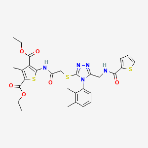 molecular formula C29H31N5O6S3 B2841792 Diethyl 5-[[2-[[4-(2,3-dimethylphenyl)-5-[(thiophene-2-carbonylamino)methyl]-1,2,4-triazol-3-yl]sulfanyl]acetyl]amino]-3-methylthiophene-2,4-dicarboxylate CAS No. 393806-01-4