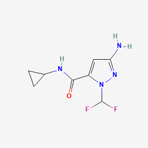 molecular formula C8H10F2N4O B2841796 5-Amino-N-cyclopropyl-2-(difluoromethyl)pyrazole-3-carboxamide CAS No. 2226034-26-8