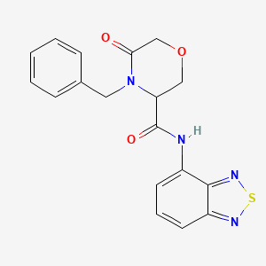 molecular formula C18H16N4O3S B2841805 N-(benzo[c][1,2,5]thiadiazol-4-yl)-4-benzyl-5-oxomorpholine-3-carboxamide CAS No. 1351586-72-5