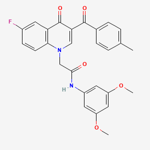 N-(3,5-dimethoxyphenyl)-2-[6-fluoro-3-(4-methylbenzoyl)-4-oxoquinolin-1-yl]acetamide