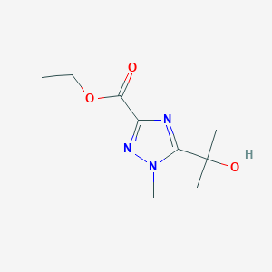 molecular formula C9H15N3O3 B2841807 乙基-5-(2-羟基丙酮-2-基)-1-甲基-1,2,4-三唑-3-羧酸酯 CAS No. 1339073-44-7