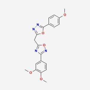 molecular formula C20H18N4O5 B2841810 3-(3,4-Dimethoxyphenyl)-5-((5-(4-methoxyphenyl)-1,3,4-oxadiazol-2-yl)methyl)-1,2,4-oxadiazole CAS No. 1251695-09-6